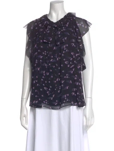 Pre-owned Temperley London Silk Printed Blouse In Blue