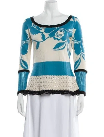 Pre-owned Temperley London Silk Printed Sweater In Blue