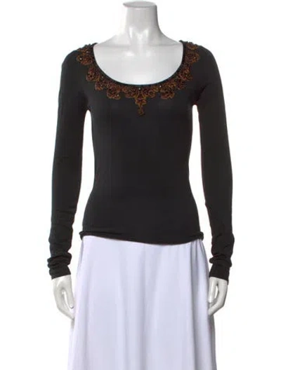 Pre-owned Temperley London Silk Scoop Neck Top In Black