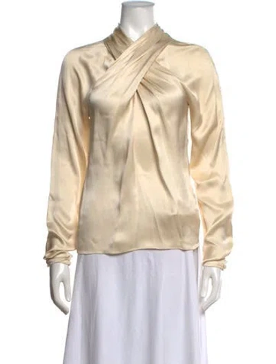 Pre-owned Temperley London Silk Tie Neck Blouse In Neutrals