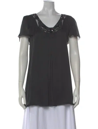 Pre-owned Temperley London Silk V-neck Blouse In Gray