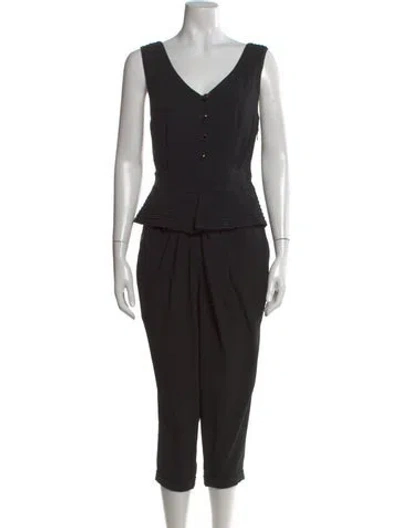 Pre-owned Temperley London Silk V-neck Jumpsuit In Black