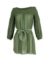 Temperley London Smocked Mini Dress In Green Silk In Green