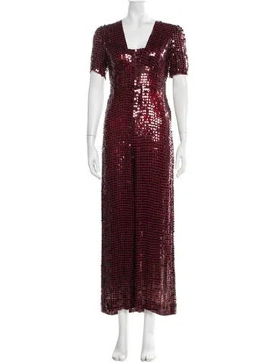 Pre-owned Temperley London Square Neckline Jumpsuit In Red