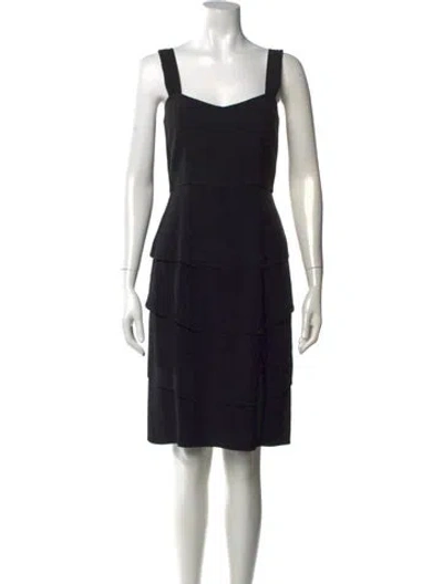 Pre-owned Temperley London Square Neckline Knee-length Dress In Black
