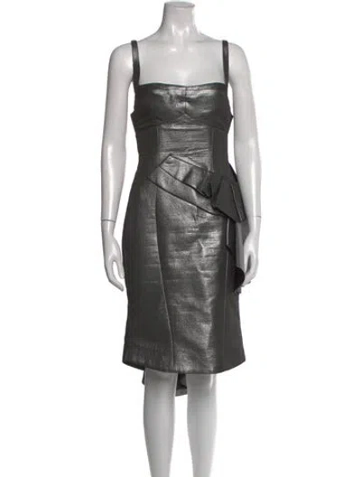 Pre-owned Temperley London Square Neckline Knee-length Dress In Silver