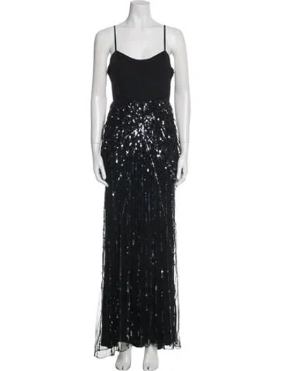 Pre-owned Temperley London Square Neckline Long Dress In Black