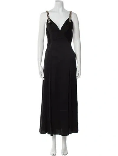 Pre-owned Temperley London Square Neckline Midi Length Dress In Black