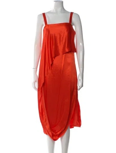 Pre-owned Temperley London Square Neckline Midi Length Dress In Orange