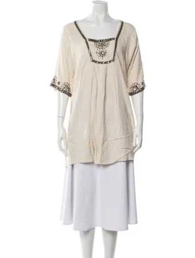Pre-owned Temperley London Square Neckline Three-quarter Sleeve Tunic In Black/neutrals