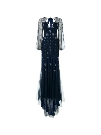 Temperley London Star Beaded Celeste Maxi Dress In Blue