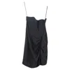 Temperley London Strapless Ruffled Mini Dress In Black Silk In Black