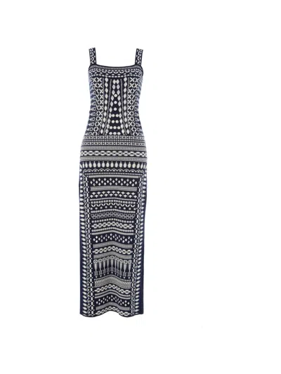Temperley London Strappy Patterned Knitted Dress In Black