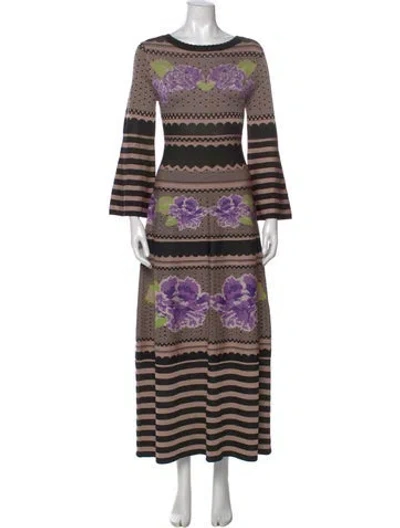Pre-owned Temperley London Striped Long Dress In Black