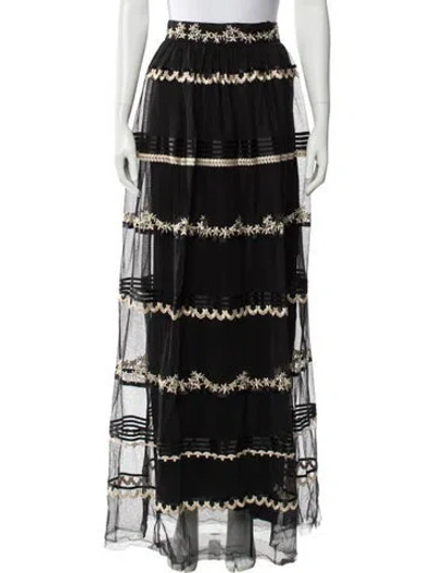 Pre-owned Temperley London Striped Long Skirt In Black