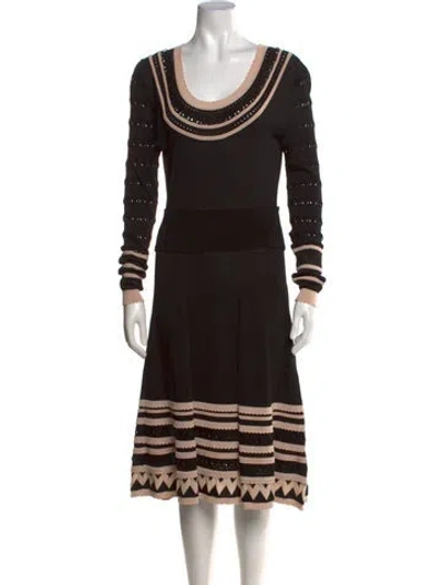 Pre-owned Temperley London Striped Midi Length Dress In Black