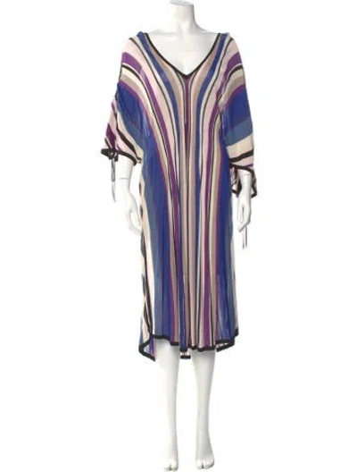 Pre-owned Temperley London Striped Midi Length Dress In Blue