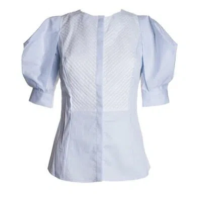 Pre-owned Temperley London Temperley Marais Pintuck Shirt In Light_blue