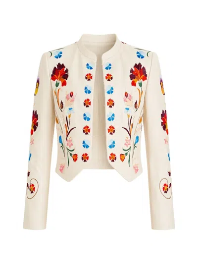 Temperley London Toledo Floral-embroidered Leather Jacket In Neutral