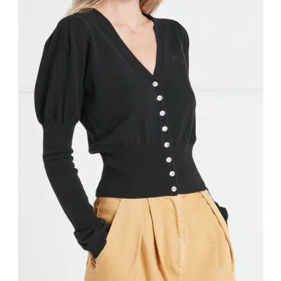 Temperley London Tonal T-logo Cardigan In Black