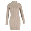 Temperley London Turtleneck Cable Knit Mini Dress In Beige Wool In Neutral