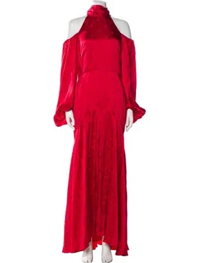 Pre-owned Temperley London Turtleneck Long Dress In Red