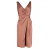 Temperley London V-neck Draped Knee-length Dress In Dusty Rose Silk In Pink