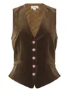Temperley London Velvet Button Waistcoat In Green