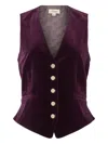 Temperley London Velvet Button Waistcoat In Purple