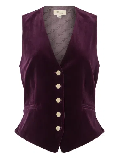 Temperley London Velvet Button Waistcoat In Purple