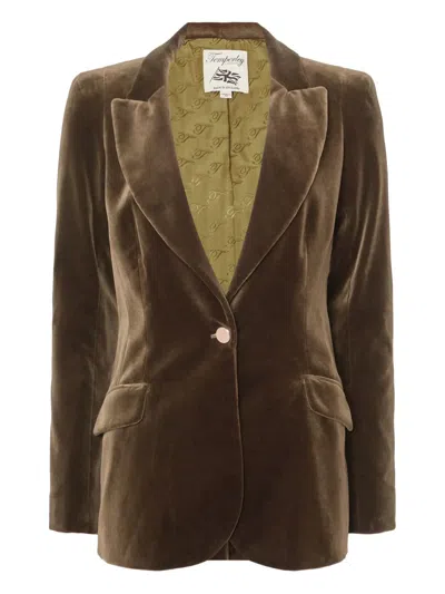 Temperley London Samtjacke Mit Einem Knopf In Brown