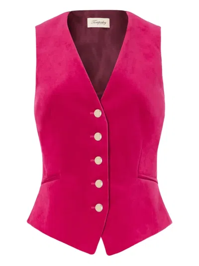 Temperley London Velvet Waiscoat In Red