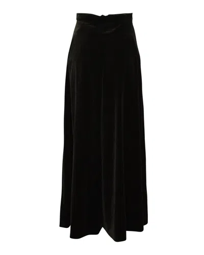 Temperley London Velvet Wide Leg Trousers In Black Polyester