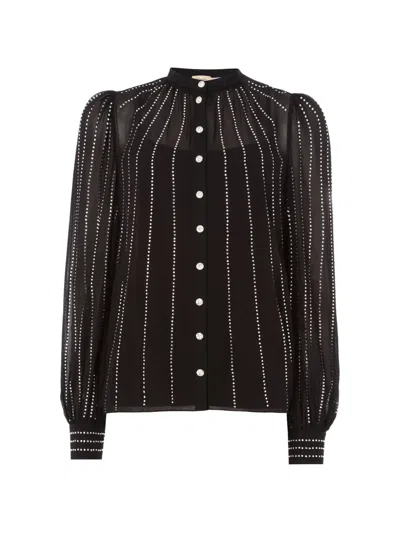 Temperley London Villanelle Rhinestone Shirt In Black
