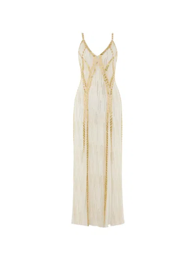 Temperley London Viola Bead-embellished Midi Dress In Brown