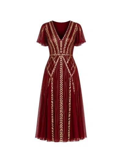 Temperley London Viola Midi Dress In Red