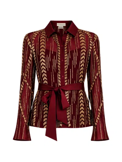 Temperley London Viola Sequin-embellished Shirt In Red