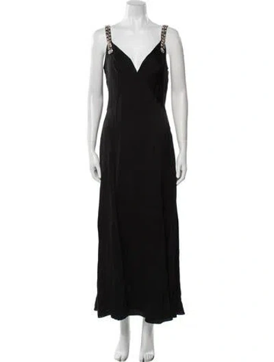 Pre-owned Temperley London V-neck Long Dress In Black