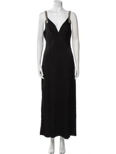 Pre-owned Temperley London V-neck Long Dress In Black