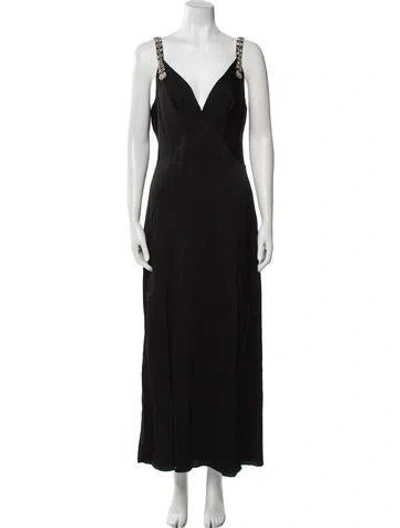 Pre-owned Temperley London V-neck Long Dress In Black