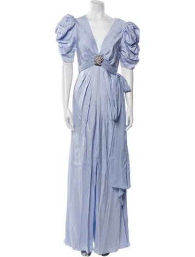 Pre-owned Temperley London V-neck Long Dress In Purple