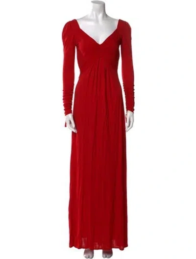 Pre-owned Temperley London V-neck Long Dress In Red