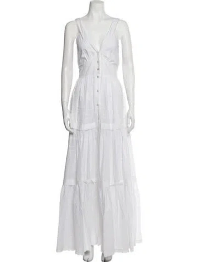 Pre-owned Temperley London V-neck Long Dress In White
