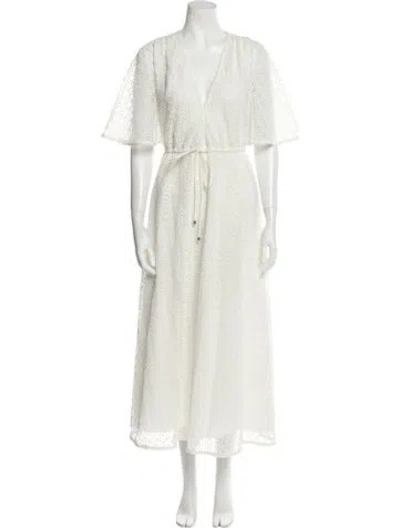 Pre-owned Temperley London V-neck Long Dress In White