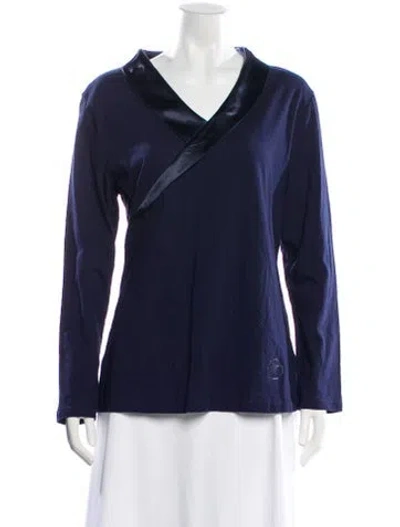 Pre-owned Temperley London V-neck Long Sleeve Blouse In Blue