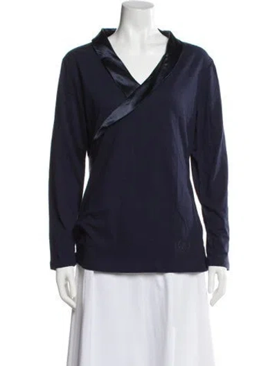 Pre-owned Temperley London V-neck Long Sleeve Blouse In Blue