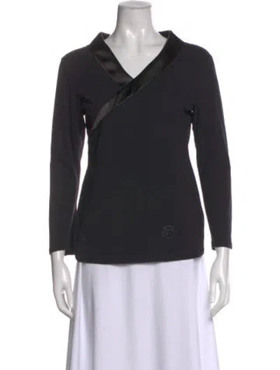 Pre-owned Temperley London V-neck Long Sleeve Top In Black