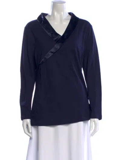 Pre-owned Temperley London V-neck Long Sleeve Top In Blue