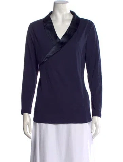 Pre-owned Temperley London V-neck Long Sleeve Top In Blue