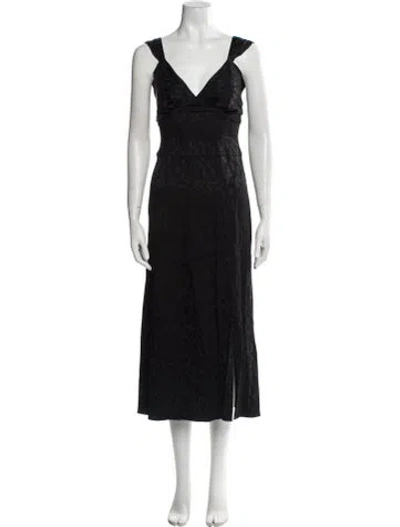 Pre-owned Temperley London V-neck Midi Length Dress In Black